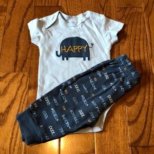 0-3 mo boy matching body suit set